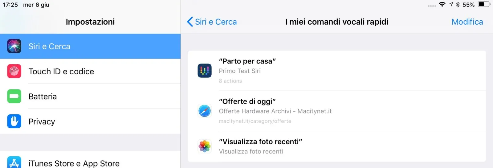 Come creare scorciatoie Siri