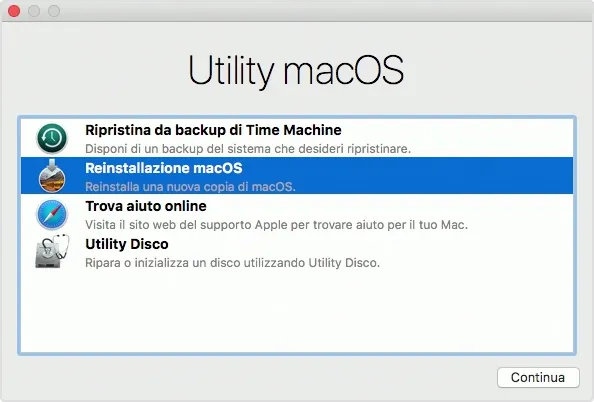 L'utility macOS Recovery consente, tra le altre cose, di effettuare il ripristino completo da un backup di Time Machine