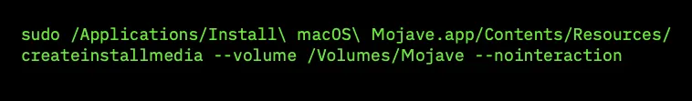 Comando per creare la chiavetta USB di Mojave dal Terminale