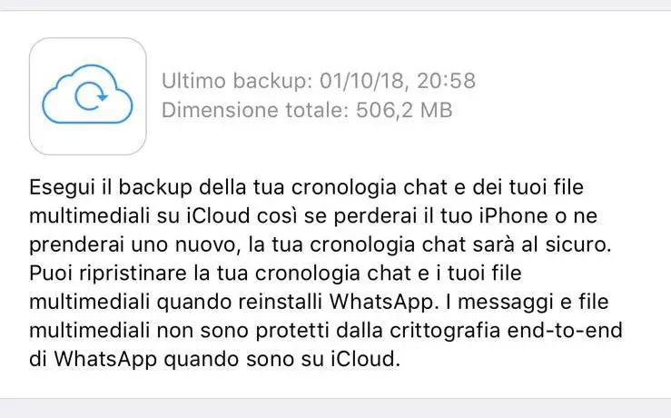 Recuperare messaggi WhatsApp cancellati grazie al backup su iCloud Recuperare messaggi WhatsApp cancellati grazie al backup su iCloud