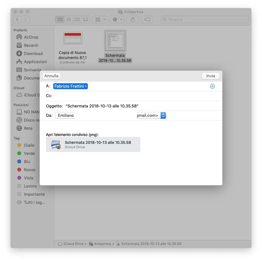 Come condividere file da iCloud Drive