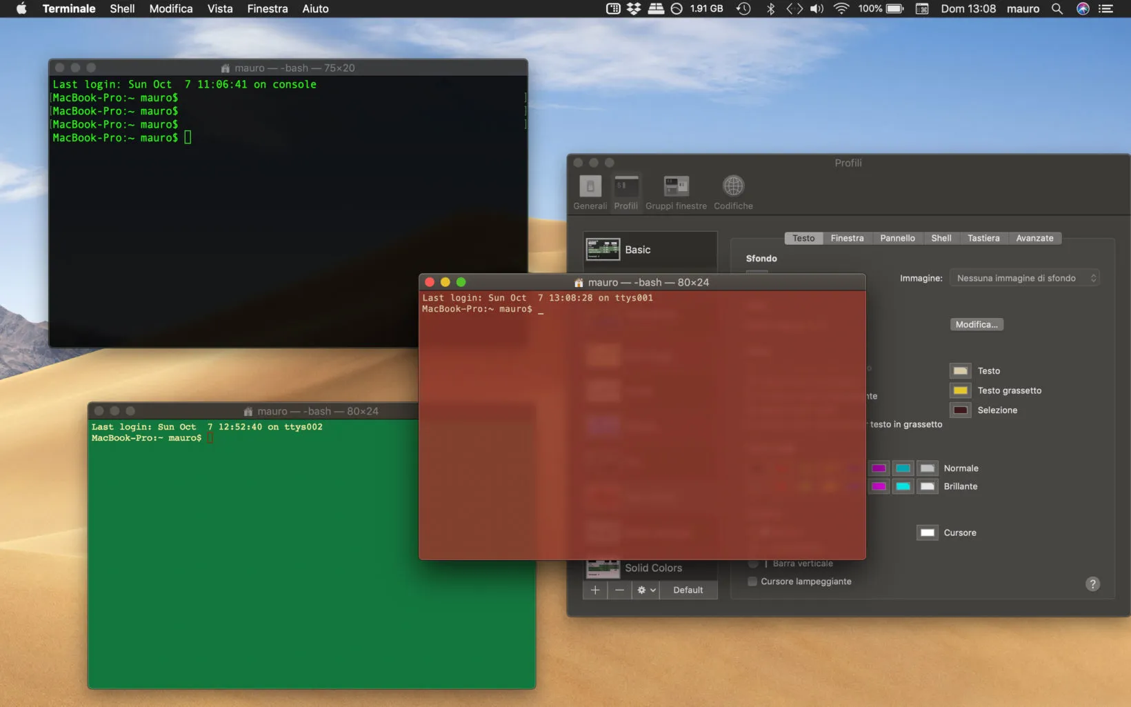 Finestre del Terminale