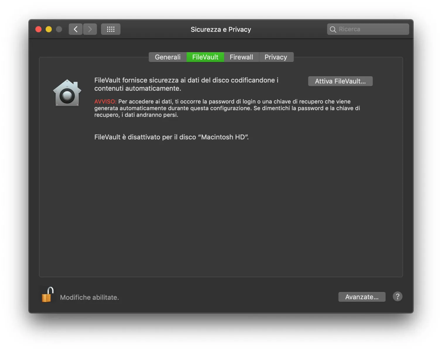 FileVault su Mac FileVault su Mac