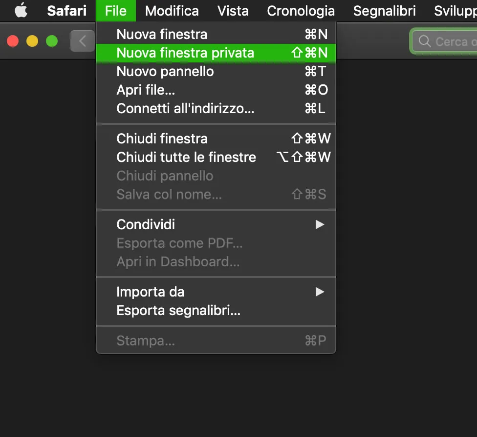 L'opzione che consente di attivare la "navigazione privata" in Safari L'opzione che consente di attivare la "navigazione privata" in Safari