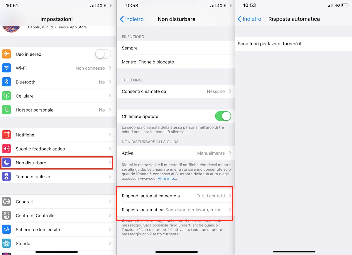Come impostare risposta automatica via SMS su iPhone