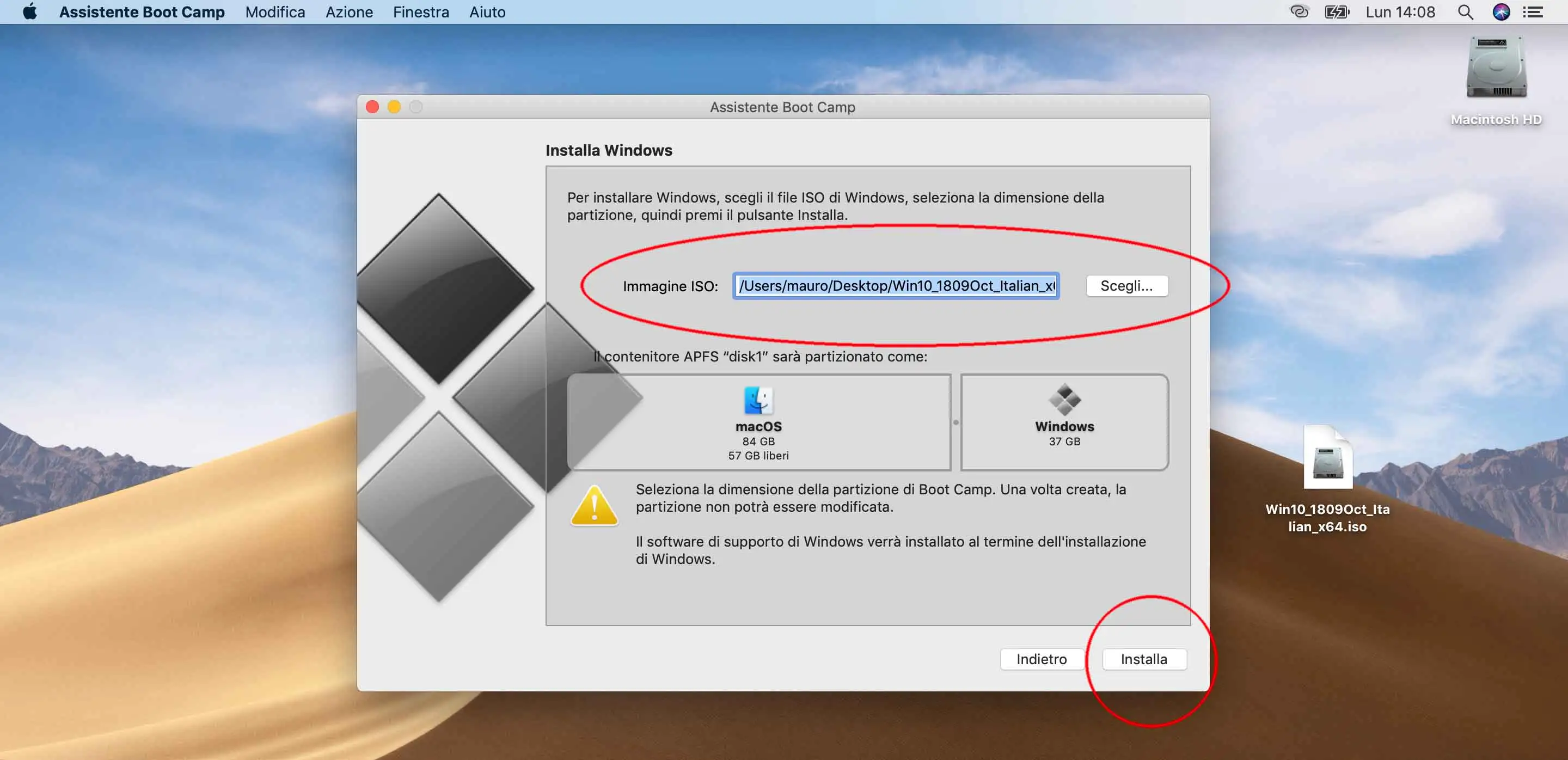 Installare Windows 10 sul Mac con Boot Camp