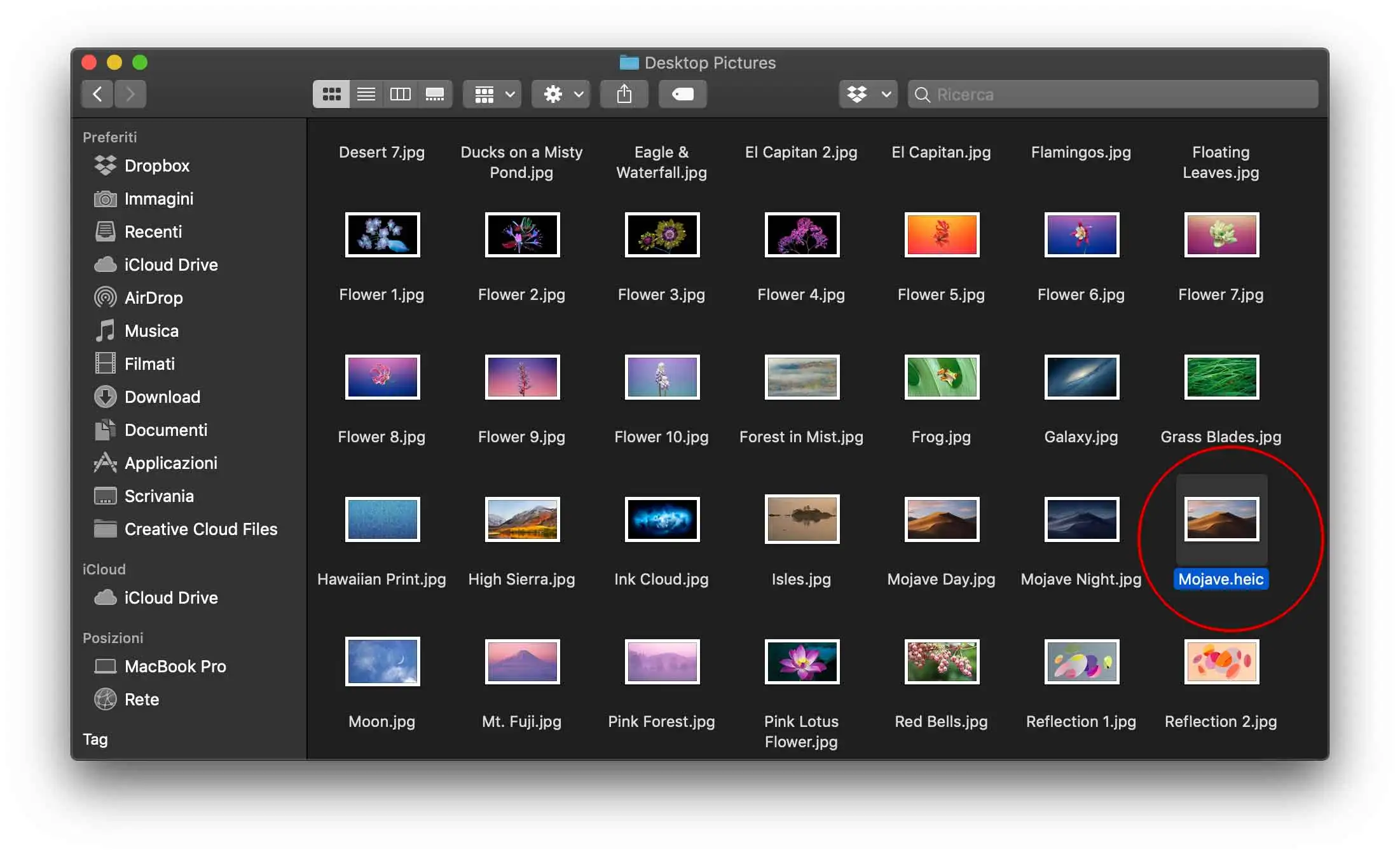 Come cambiare l’immagine della schermata di login in macOS Mojave Sfondo default macOS Mojave