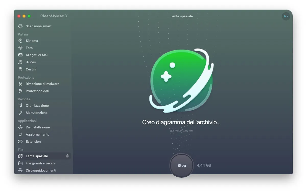 Con la Lente Spaziale d Clean My Mac X i grandi file da cancellare sono a portata di mano