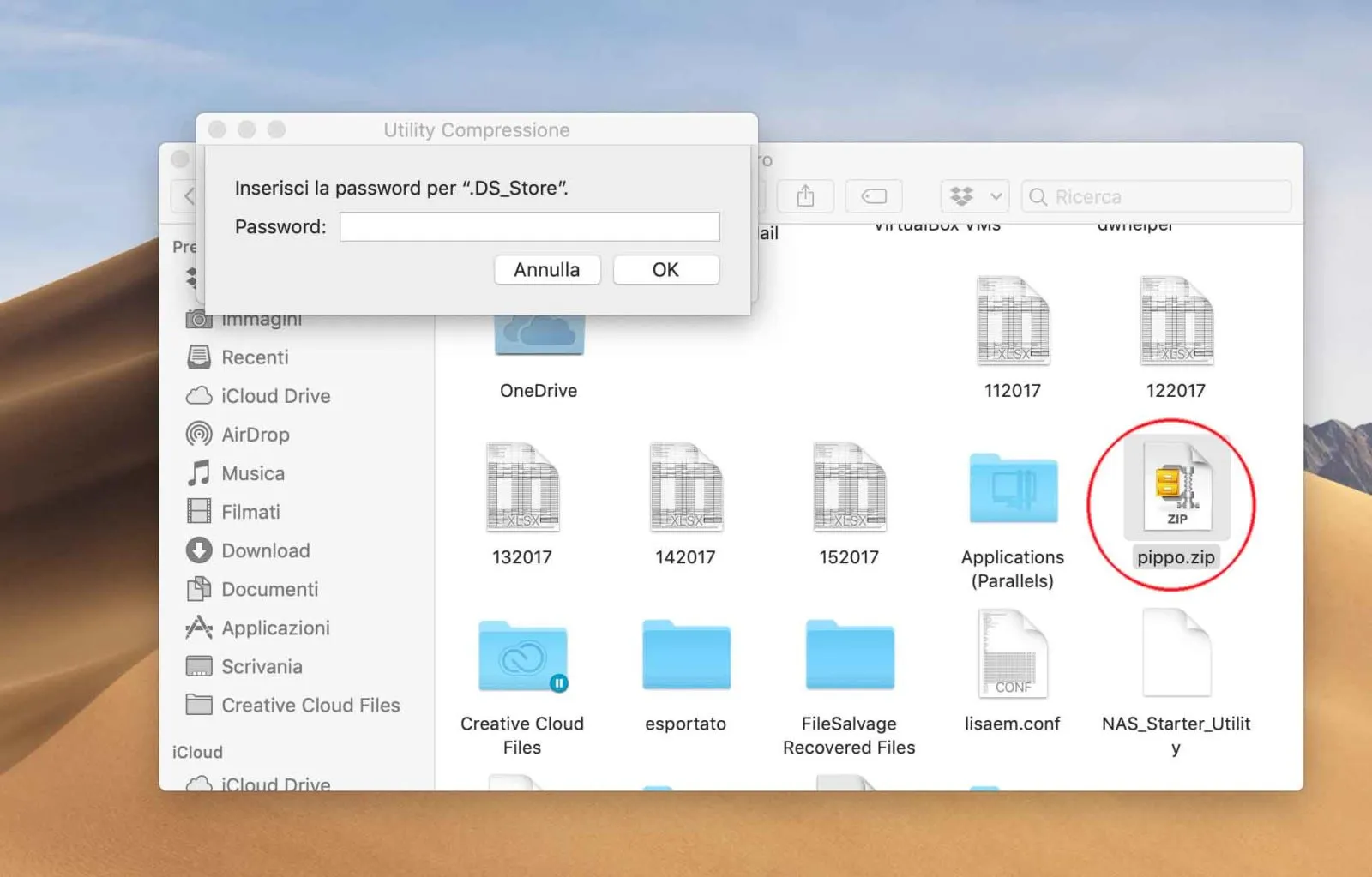 Come creare file ZIP compressi dal Mac senza applicazioni di terze parti Richiesta password in un file ZIP protetto