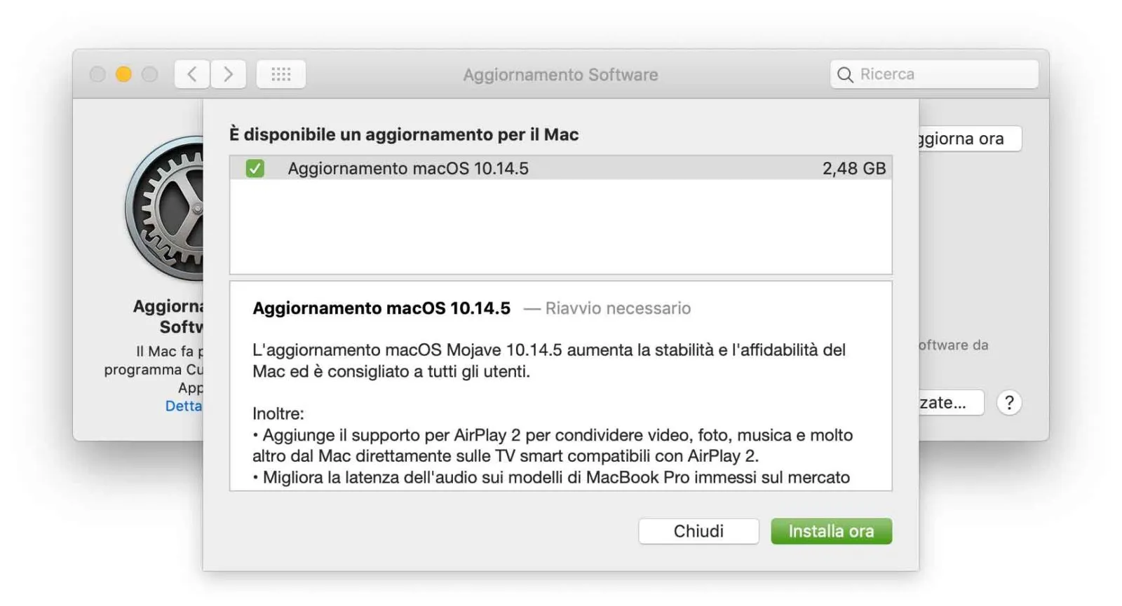 Disponiible l’aggiornamento a macOS 10.14.5 macOS 10.14.5