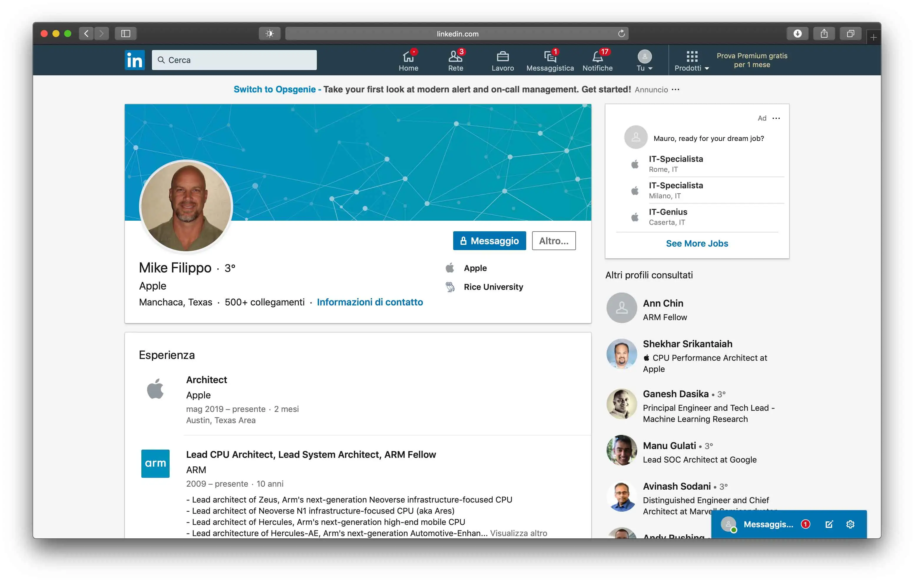 Apple ha assunto Mike Filippo, ex CPU Architect di ARM Apple ha assunto Mike Filippo, ex CPU Architect di ARM