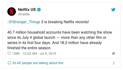 Stranger Things 3 conquista il pubblico dello streaming: visto da oltre 40 milioni di utenti Netflix