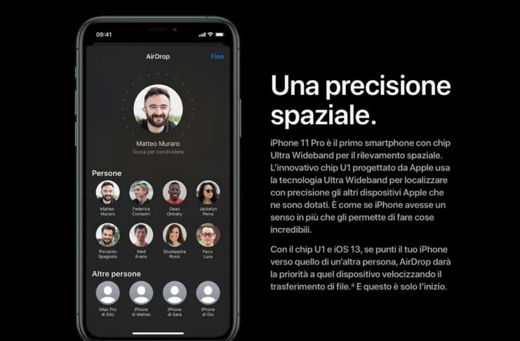 iPhone 11 con chip U1 offre localizzazione Ultra Wideband e potenzia AirDrop