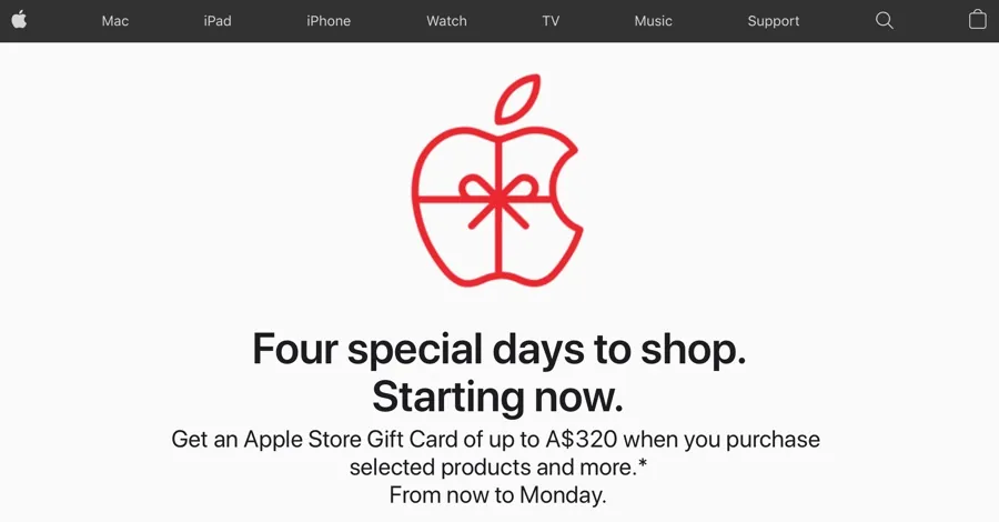 Il Black Friday Apple 2019 è già iniziato in Australia con le carte regalo Apple Store