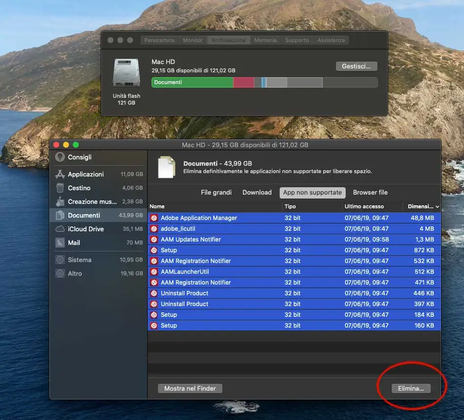 Con macOS Catalina si possono eliminare in un solo colpo le vecchie app a 32 bit