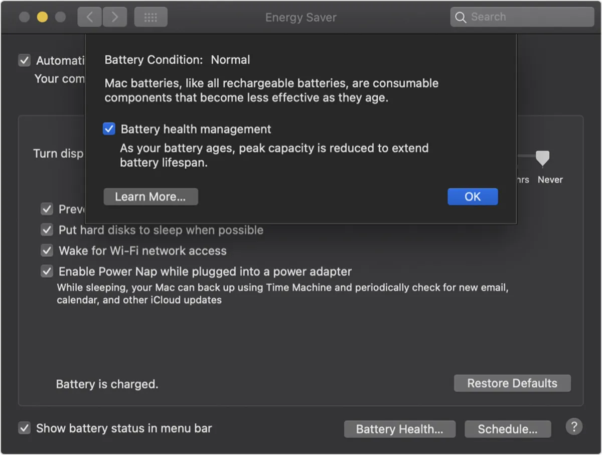 In macOS 10.15.5 nuova funzione per monitorare la salute della batteria con i portatili
