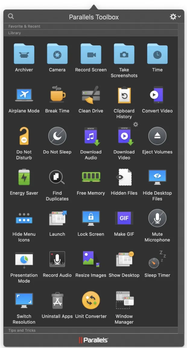 Parallels Toolbox 4 e Access 6