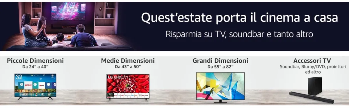 Porta in il cinema in casa con le offerte TV e soundbar Amazon Porta in il cinema in casa con le offerte TV e soundbar Amazon