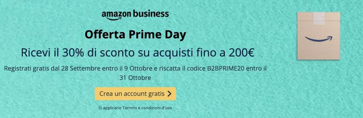 Amazon Business, il Prime Day vi regala il 30% di sconto su 200 euro di acquisti Amazon Business, il Prime Day vi regala il 30% di sconto su 200 euro di acquisti