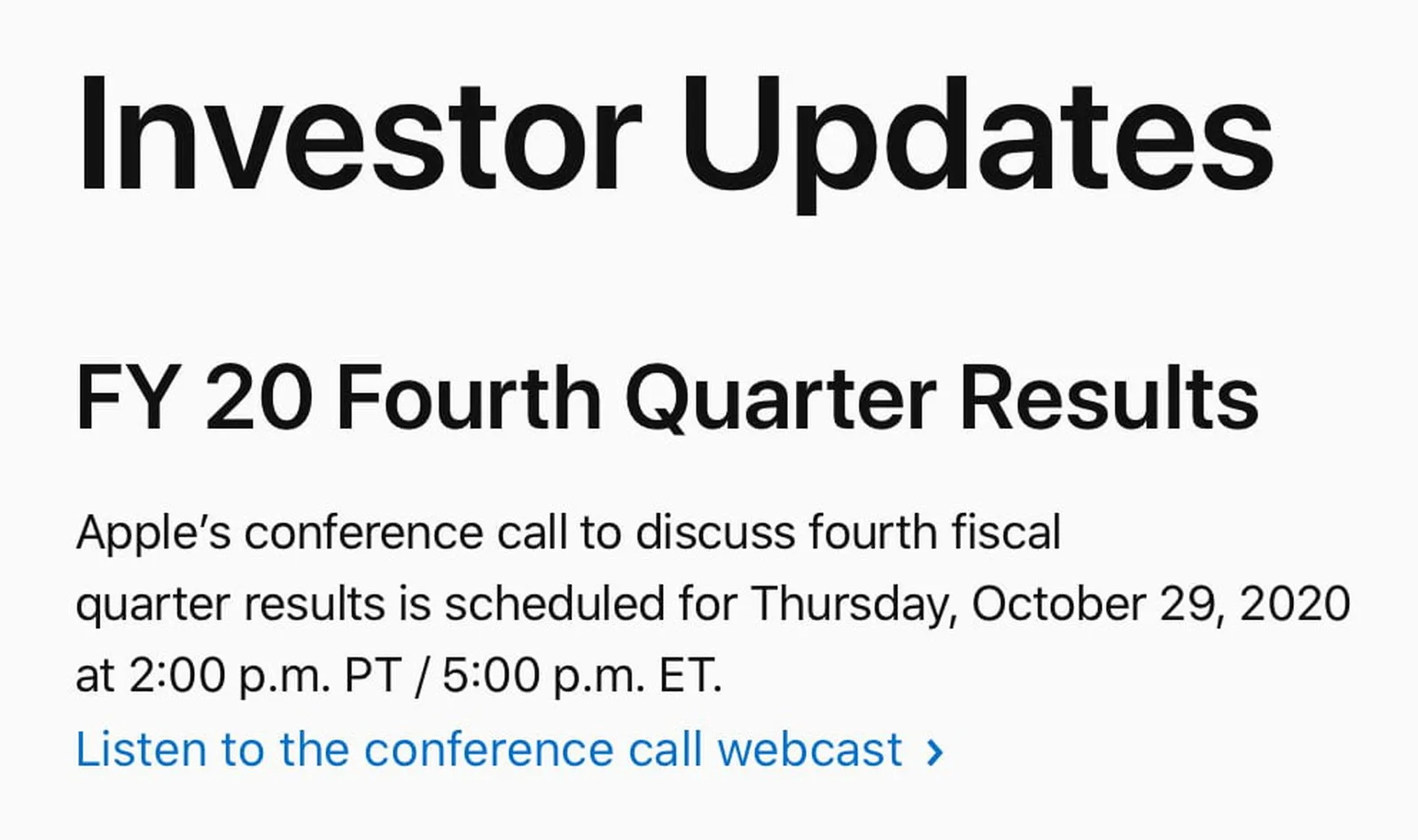 Apple presenta i risultati del quarto trimestre 2020 a fine mese Apple presenta i risultati del quarto trimestre 2020 a fine mese