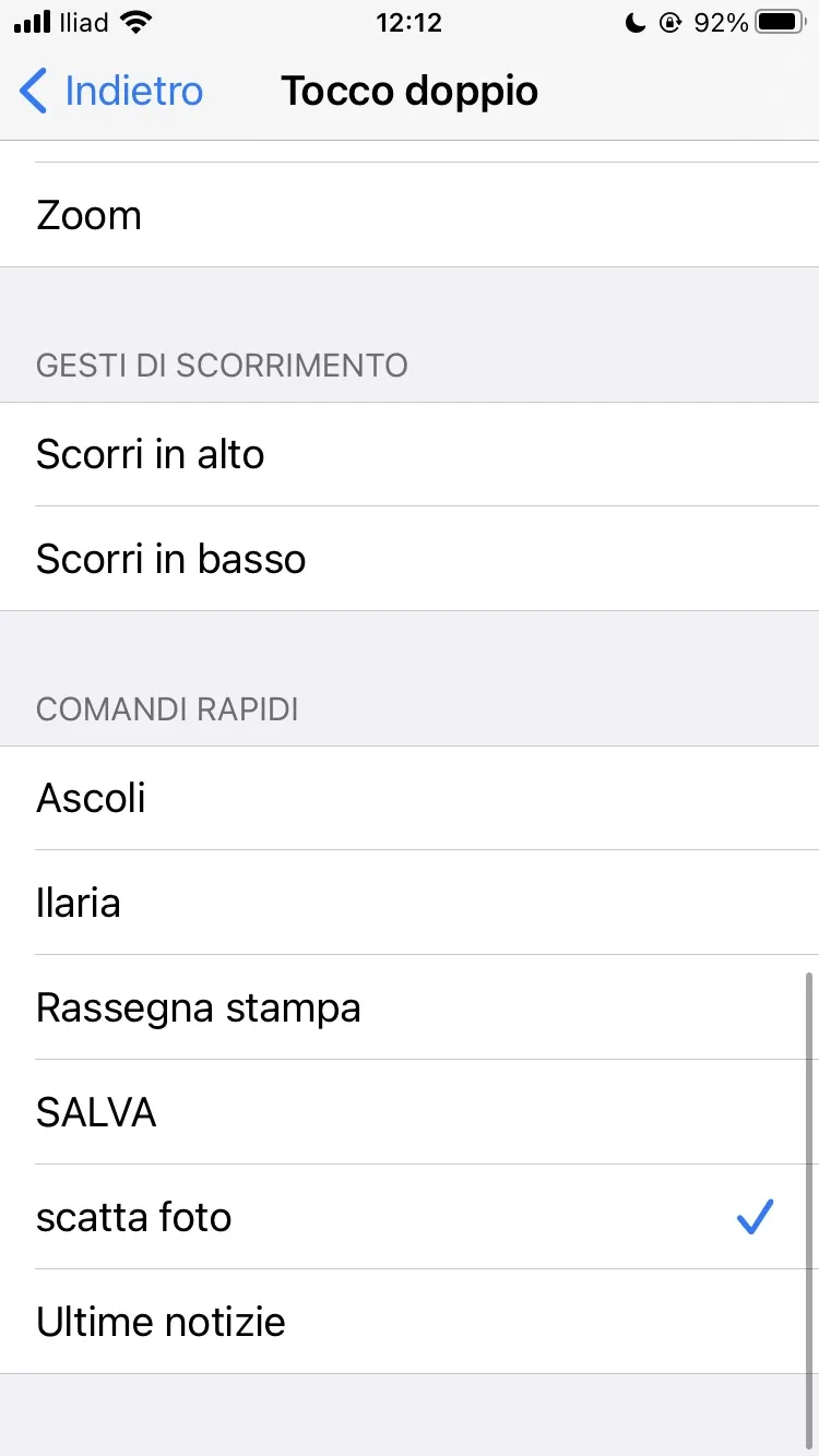 tocco posteriore ios 14