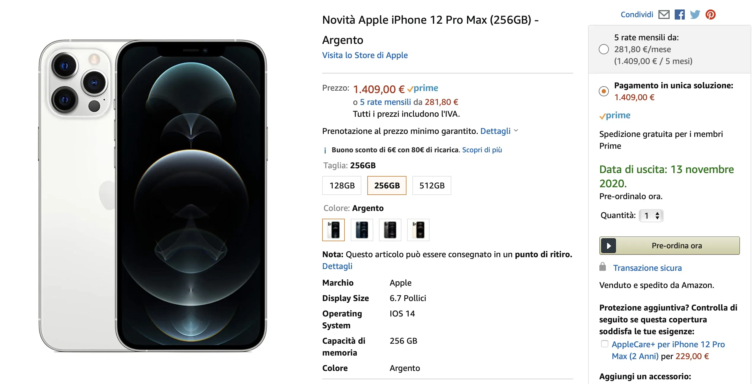 iPhone 12 Pro Max e iPhone 12 mini sono già su Amazon (anche a rate)