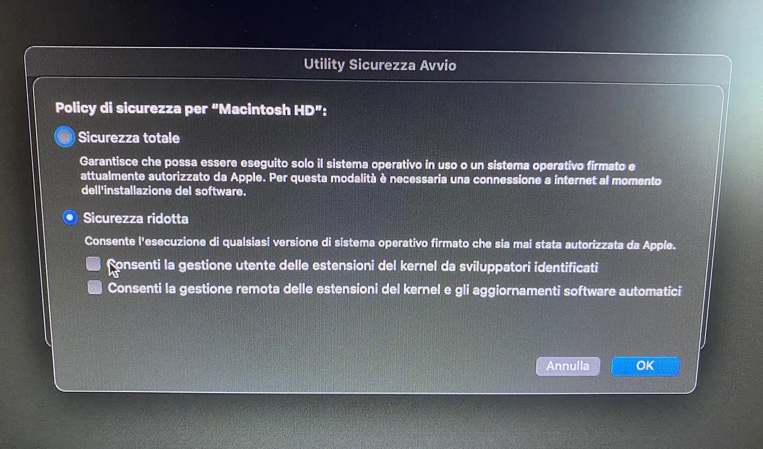 Le nuove modalità di avvio dei Mac con CPU M1 Le nuove modalità di avvio dei Mac con CPU M1