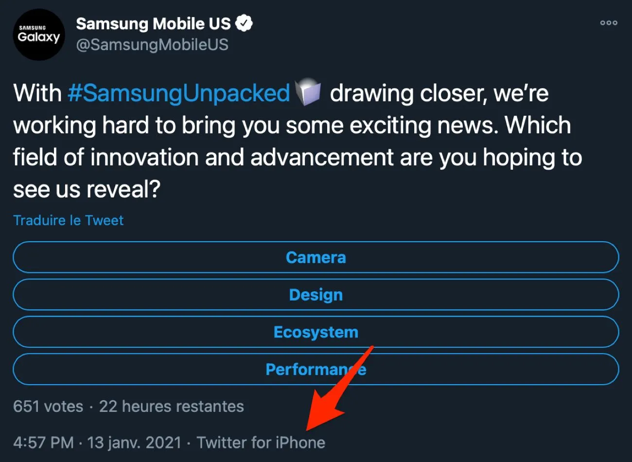 Samsung ha twittato da un iPhone l’evento di lancio del Galaxy S21