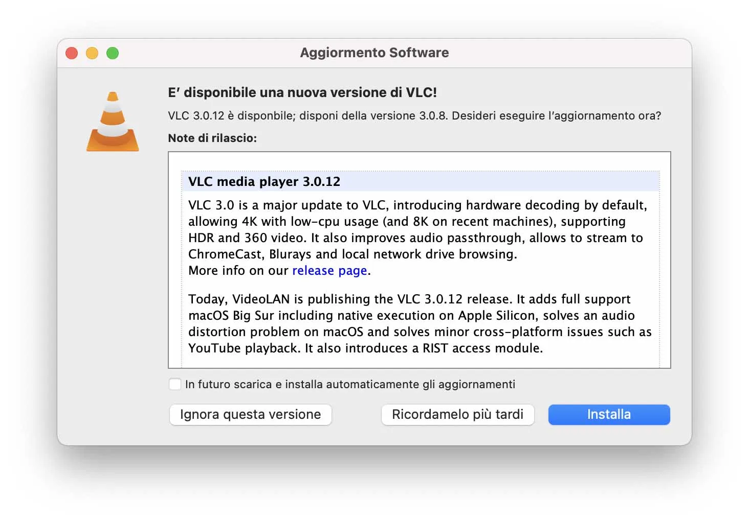 Il player VLC ora nativo per i Mac con processore M1