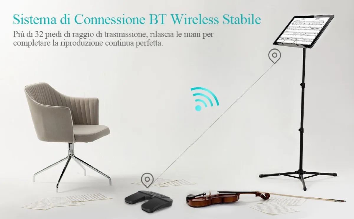 C’è il pedale voltapagina per iPad quando usato come libro per spartiti C’è il pedale voltapagina per iPad quando usato come libro per spartiti