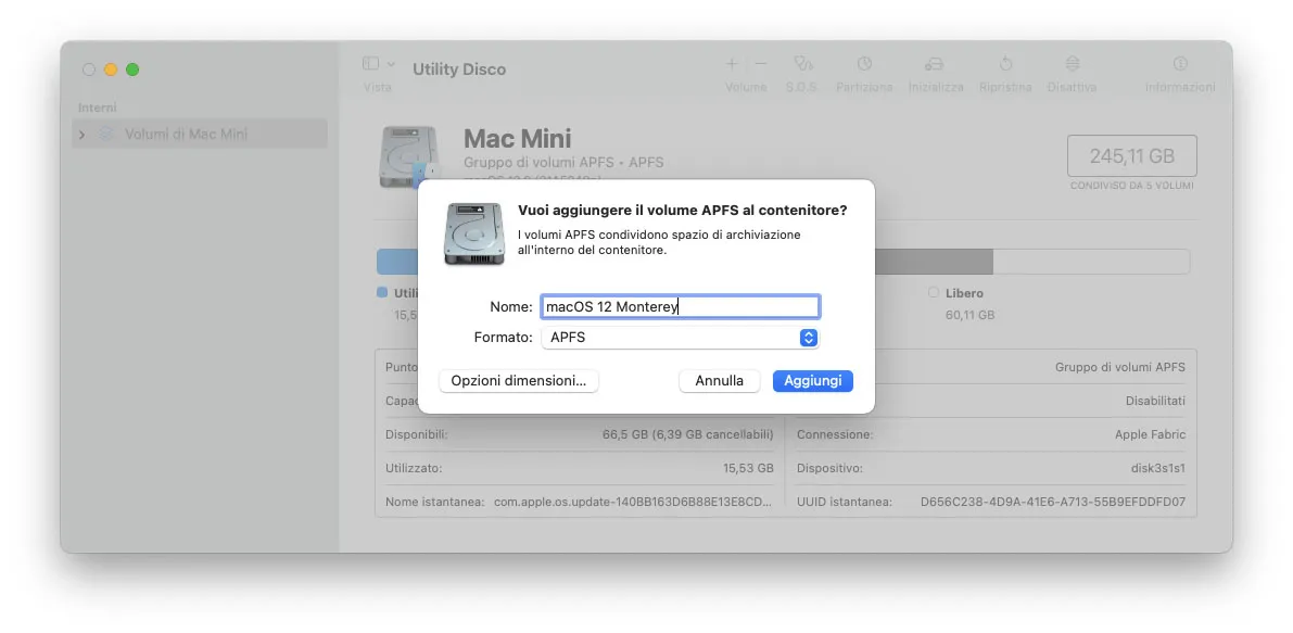 macOS Monterey, come installare la beta su un volume separato