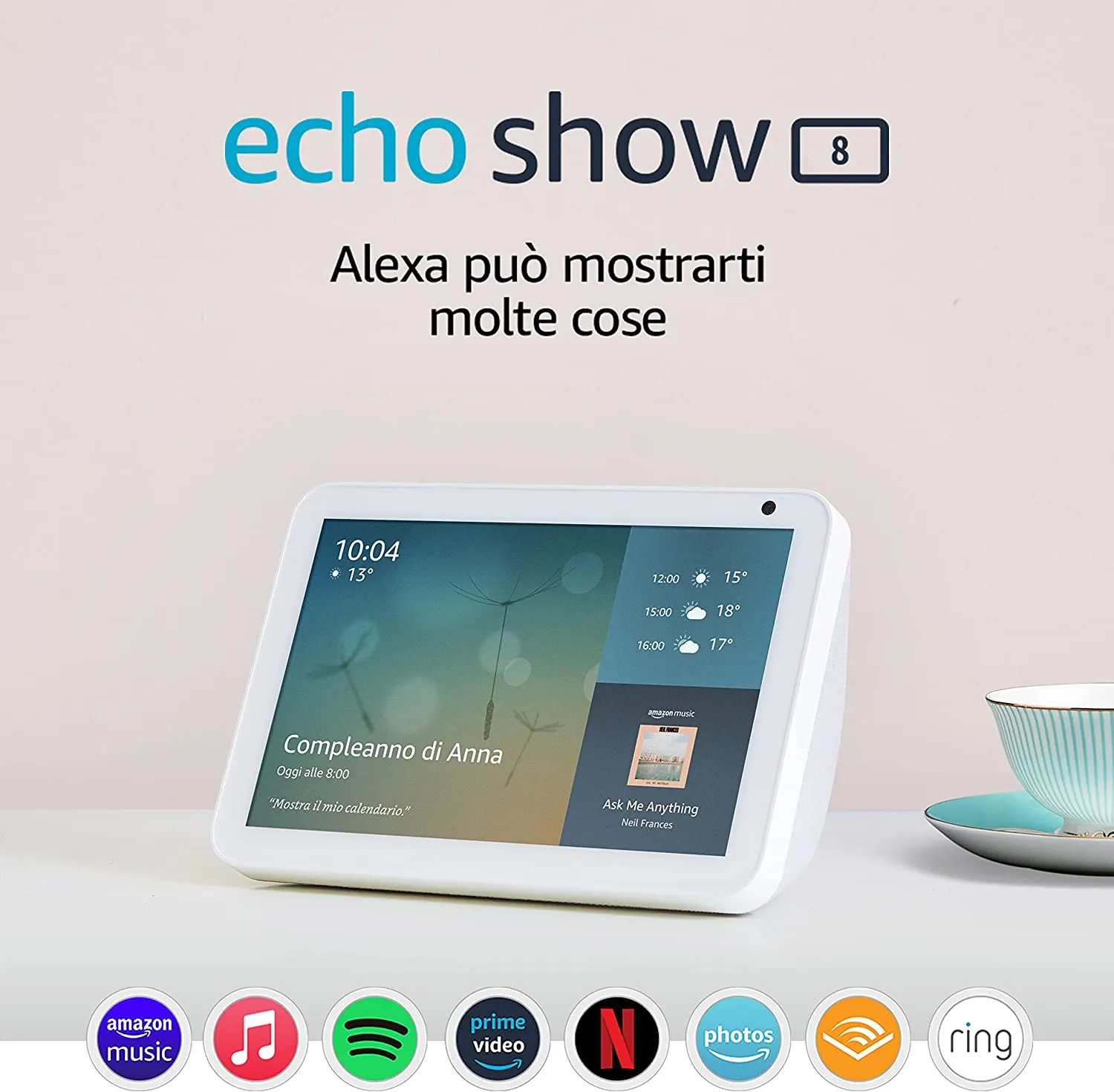 Echo Show 8 in sconto: 74,99 euro invece che 109,99 euro Echo Show 8 in sconto: 74,99 euro invece che 109,99 euro