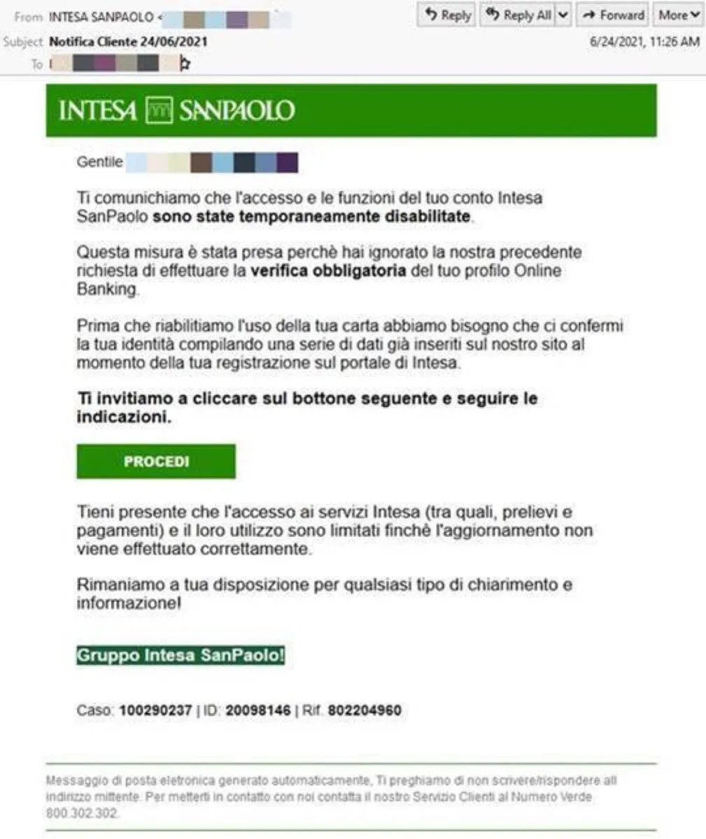 Unicredit e Intesa Sanpaolo colpite da attacco phishing Unicredit e Intesa Sanpaolo colpite da attacco phishing
