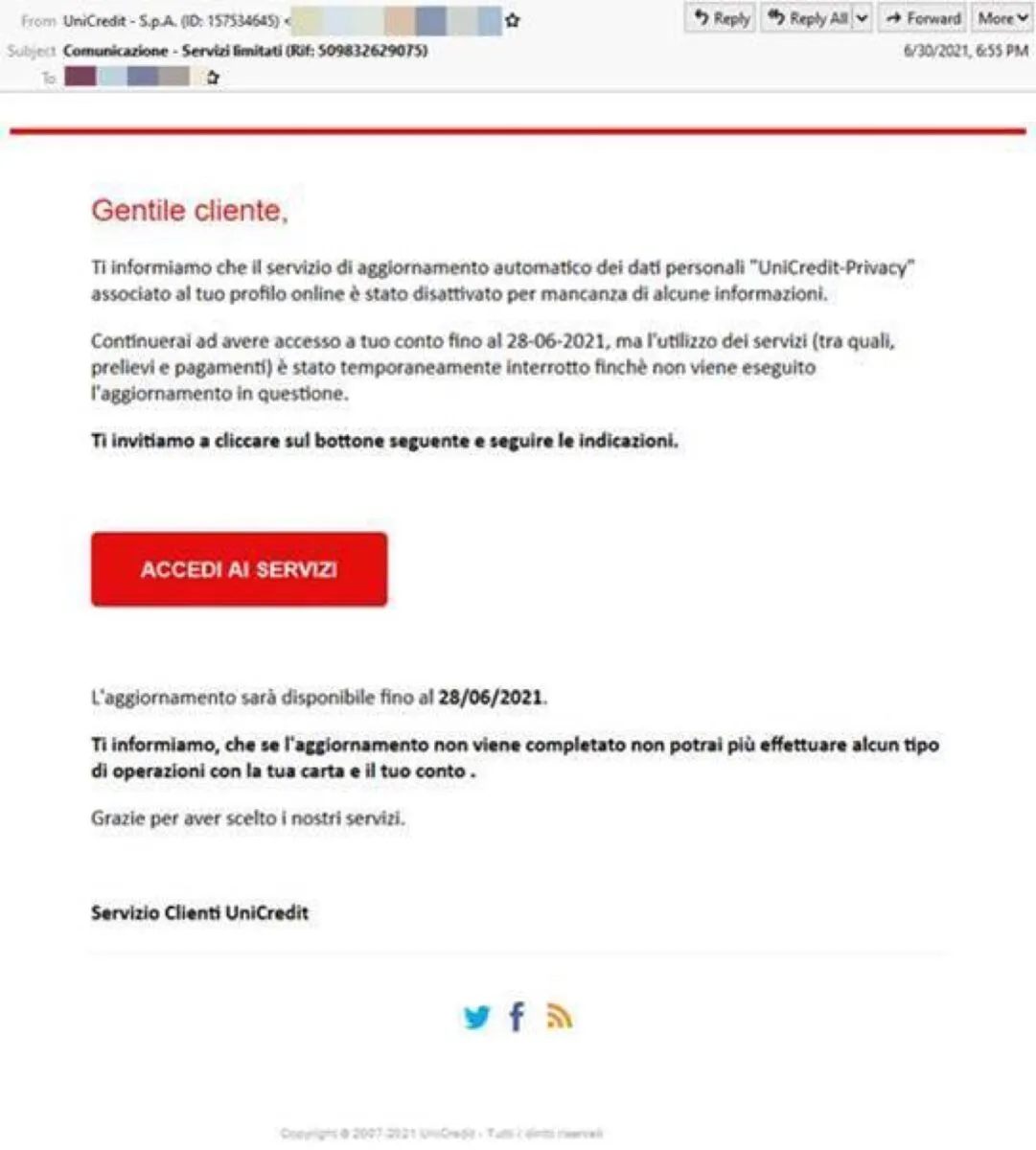 Unicredit e Intesa Sanpaolo colpite da attacco phishing Unicredit e Intesa Sanpaolo colpite da attacco phishing