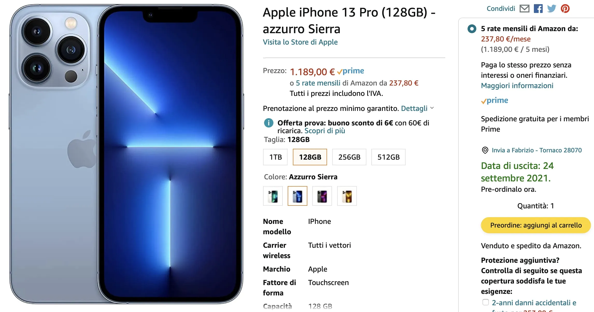 Come comprare iPhone 13 su Amazon a rate senza interessi e garanzie