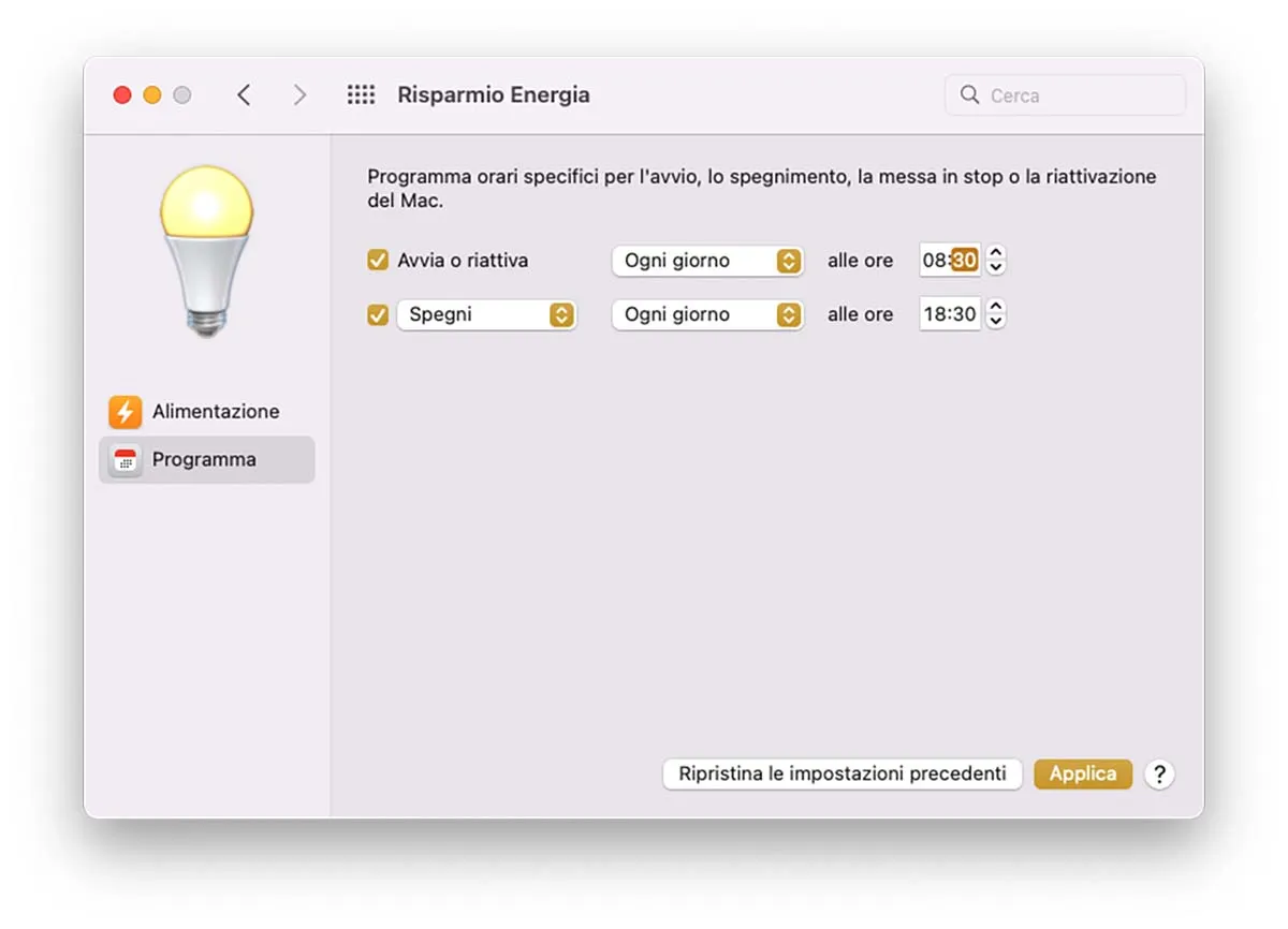 Accendere spegnereMac Accendere spegnereMac