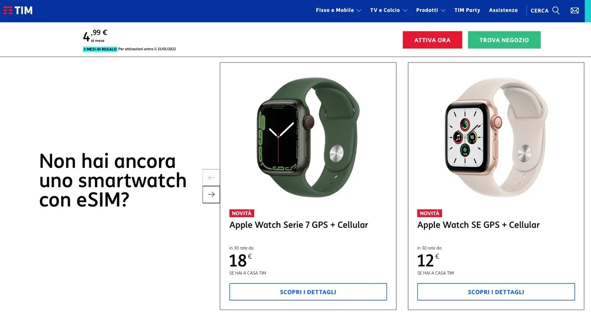 Apple Watch Cellular ora funziona con TIM One Number Apple Watch Cellular ora funziona con TIM One Number