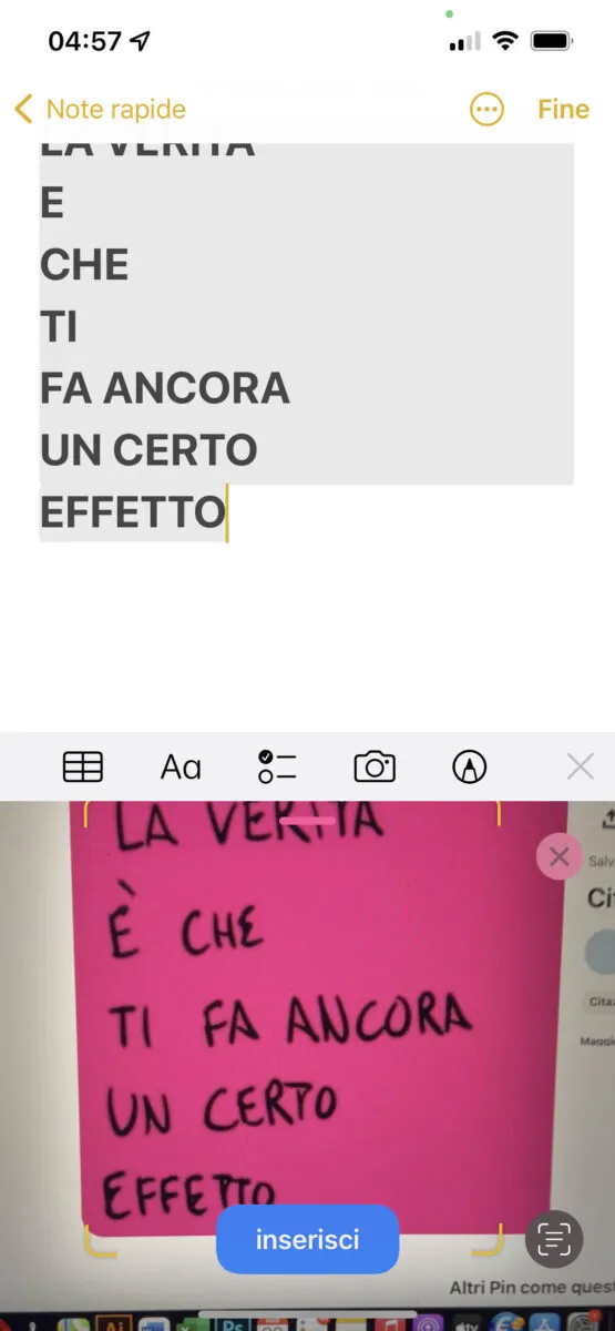 scansiona testo note scansiona testo note