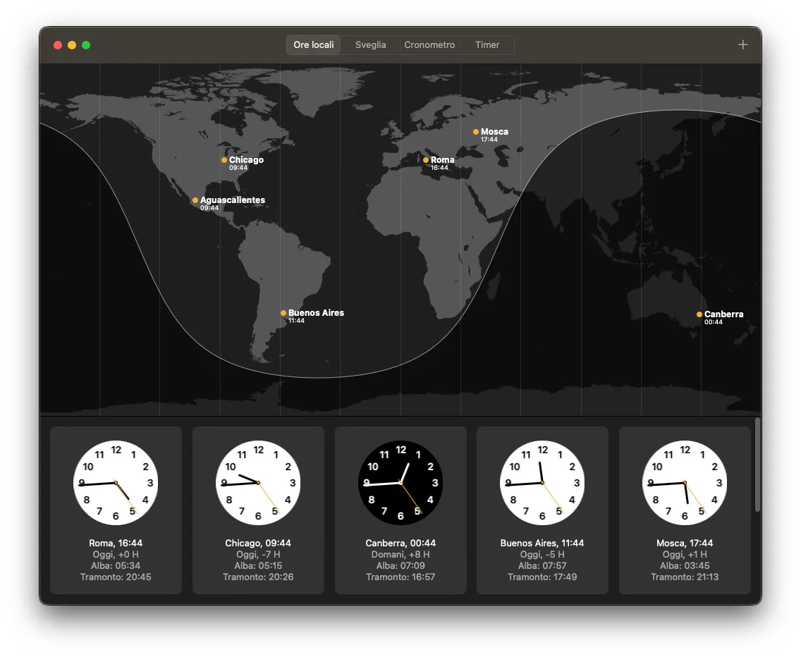 L’app Orologio di macOS Ventura L’app Orologio di macOS Ventura