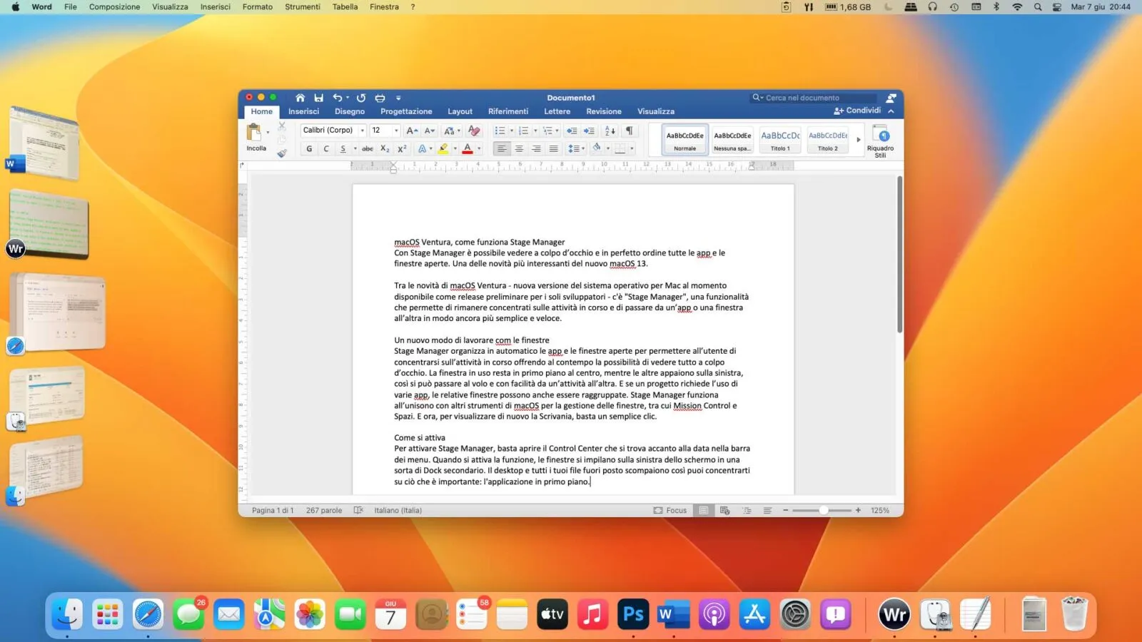 macOS Ventura, come funziona Stage Manager macOS Ventura, come funziona Stage Manager