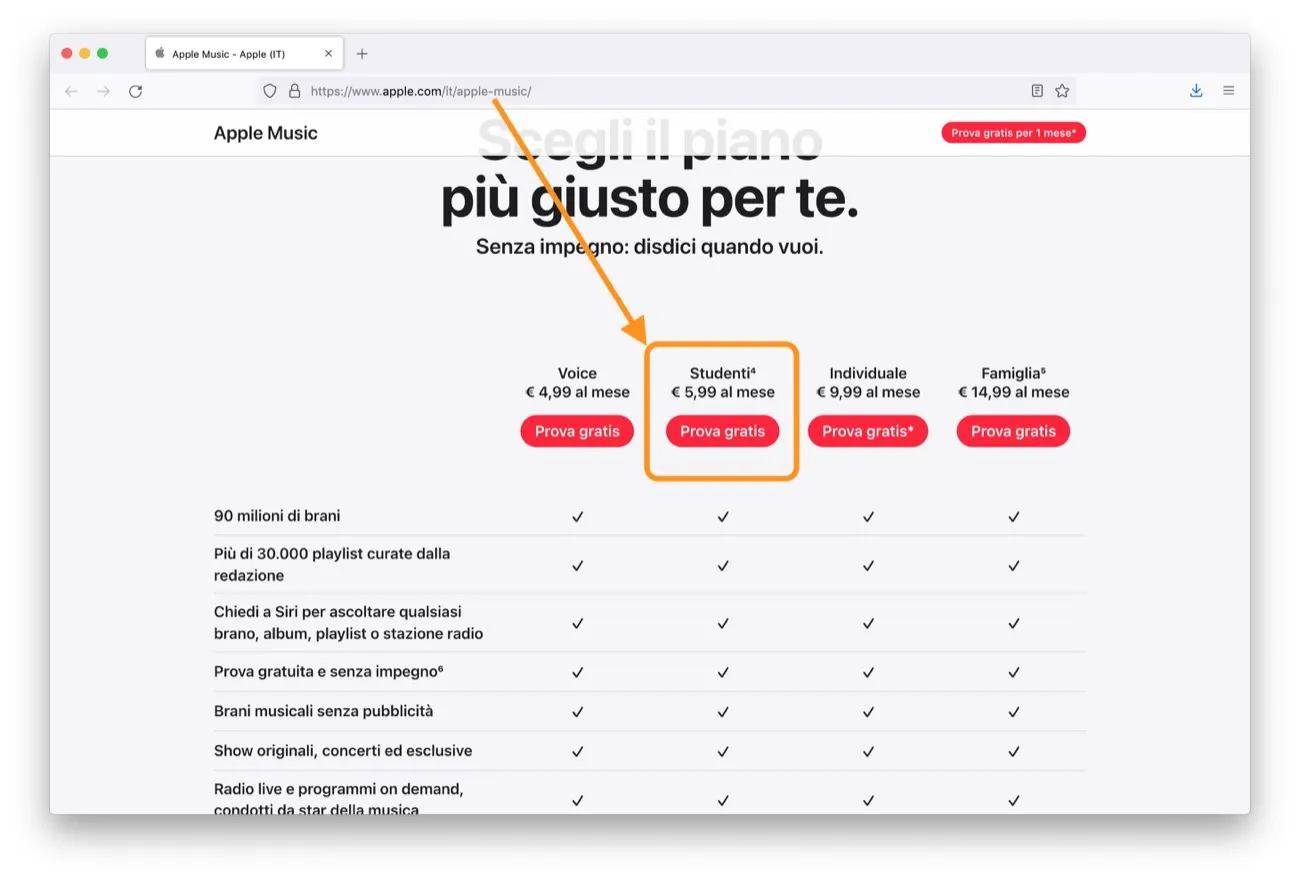 apple music studenti