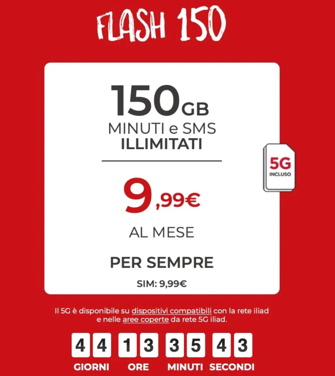 Iliad Flash 150, torna la mega offerta a tempo limitato