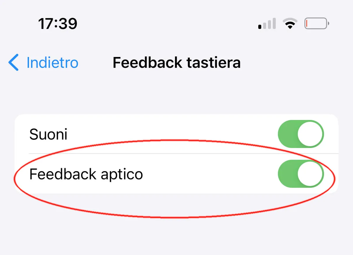 iOS 16, come attivare il feedback aptico della tastiera