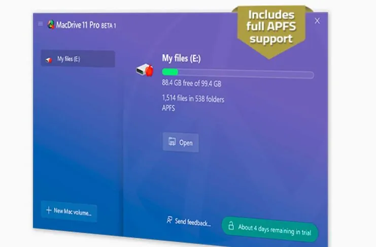 MacDrive 11 Pro legge e scrive unità APFS su PC