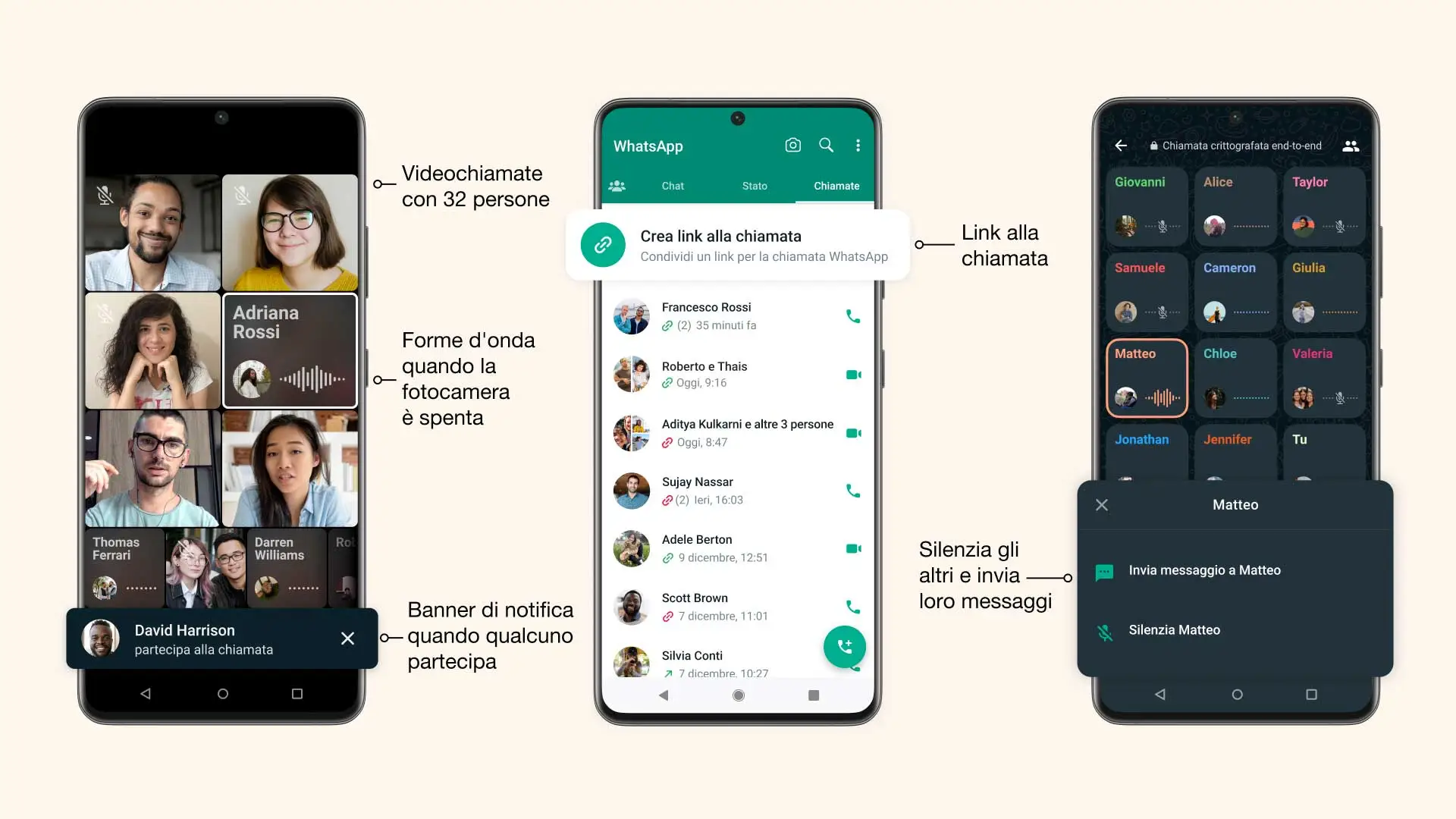 Migliorano videochiamate WhatsApp, ora chiamate con 32 persone
