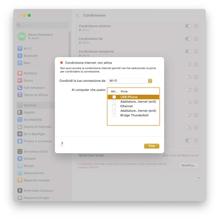 Come trasformare il Mac in Hotspot WiFI