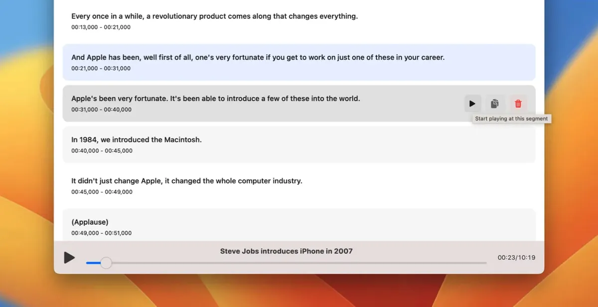 MacWhisper trascrive file audio in testo scritto con OpenAI