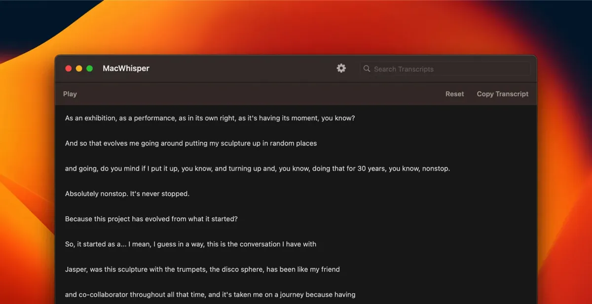 MacWhisper trascrive file audio in testo scritto con OpenAI