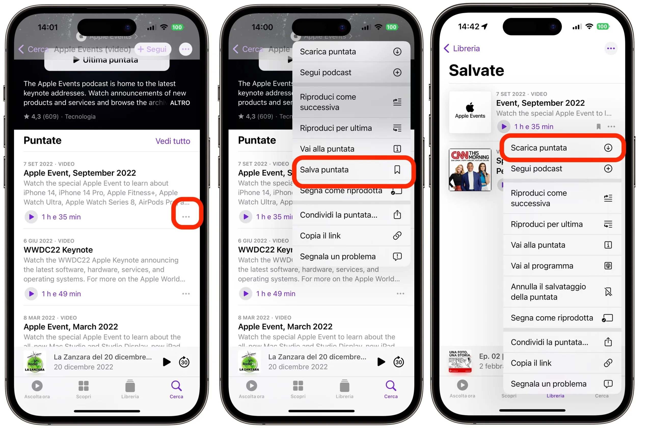 Scaricare un singolo podcast e risparmiare spazio su iPhone Scaricare un singolo podcast e risparmiare spazio su iPhone