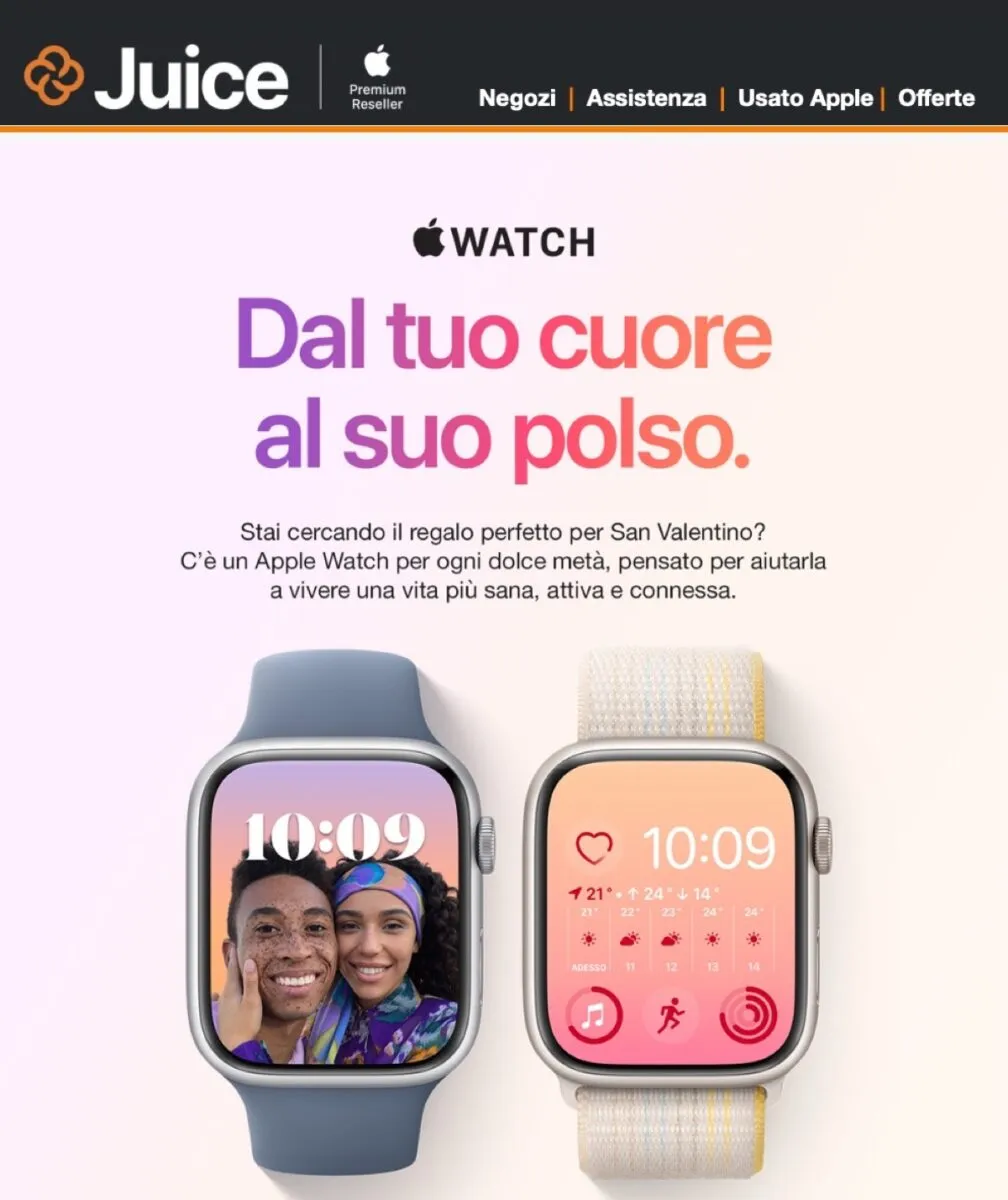 Da Juice Apple Watch per San Valentino da 30,90€ al mese Da Juice Apple Watch per San Valentino da 30,90€ al mese